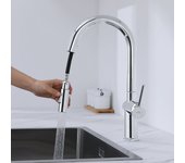 Auralum max grifo cocina ducha con 2 modos de pulverización, mezclador cocina con ducha extraíble rotativa 360° frío/caliente(chrome)