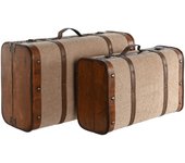 Baul set 2 madera poliester 60x37x24 borreguito