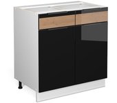 Vicco mueble bajo de cocina fame-line, roble negro alto brillo, 80 cm sin encimera