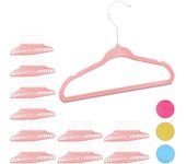 Relaxdays pack de 100 perchas infantiles antideslizantes, ganchos giratorios, plástico-terciopelo, rosa bebé