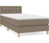 Cama con somier y colchón de tela gris topo 90x190 cm