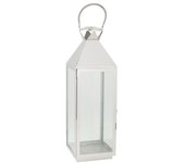 Farol de acero inoxidable y cristal plateado 24x23x72