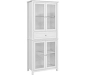 Alacena de cocina homcom mdf, vidrio templado blanco 74x35,5x181,5 cm