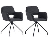 Juego de 2 sillas de maquillaje en cuero sintético negro - diseño ergonómico