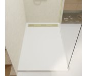 Plato de ducha de acrílico blanco 90x140x5 cm + rejilla cromada y oro cepillado - whiteness ii