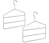 Relaxdays pack de 2 perchas múltiples para pantalones, metal, plateado, 33 x 36,5 x 0,4 cm