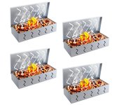 Caja para ahumar barbacoa de 4 uds., accesorios para parrilla de carbón, caja para ahumar barbacoa plateada