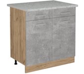 Vicco mueble bajo de cocina r-line, hormigón, 80 cm et mármol