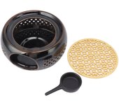 Calentador de tetera de aleación de cerámica con diseño cóncavo hueco, calentador de café, decoración de cocina