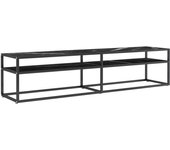 Mueble tv | mueble de salón vidrio templado color mármol negro 180x40x40,5 cm cfw62989