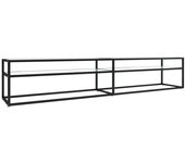 Mueble de tv vidrio templado color mármol blanco 220x40x40,5 cm