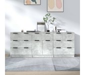 Aparador de 3 piezas | aparador de comedor | armario de cocina madera contrachapada gris hormigón cfw70240