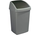 Cubo de basura sunware delta con tapa abatible, 50 l, color gris plateado