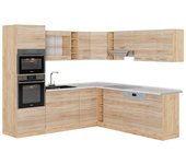 Vicco cocina esquinera r-line, roble sonoma/goldkraft, 237 x 247 cm , et mármol