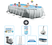 Paquete de piscina - intex - oval - 503x274x122 cm + accesorios a2580