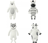 Perchero de baño, pvc, 4 piezas, 11,5 x 7 cm, animales de dibujos animados, blanco