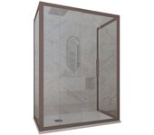 Mampara de ducha 3 lados deslizante 70x110x70 cm de pvc chocolate h 200 vidrio transparente mod. deco trio
