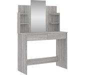 Tocador | mesa tocador | tocador de maquillaje con espejo color gris sonoma 96x39x142 cm cfw64768