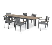 Conjunto mesa jardín 300/200x100 cm y 6 sillas aluminio antracita - osaka