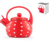 H&h bollitore in smalto decorato rosso a pois bianchi lt 2