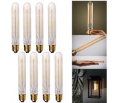 8 bombillas piccolo de tungsteno, bombilla led, tubo, blanco cálido, 220v e27 40w, iluminación interior y exterior, decorativa