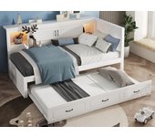 Cama nido 90x200cm con led y enchufes - con cama nido 90x190cm - blanco