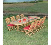 Conjunto de muebles de jardín de teca maciza catania, 8 plazas