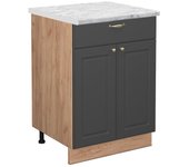 Vicco mueble bajo de cocina fame-line, antracita-oro, 60 cm con cajón, et mármol