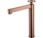 Mice - grifo alto para lavabo fabricado en latón, grifo monomando de caño largo - griferia baño alto color oro rosa cepillado