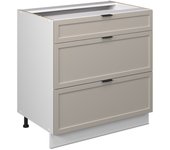 Vicco mueble bajo de cocina fame-line, grisbeige, 80 cm con 3 cajones, sin encimera