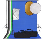 Kit de estudio fotográfico con softbox, fondo y reflector