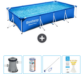 Paquete de piscina - bestway - rectángulo - 400x211x81 cm + accesorios cb58