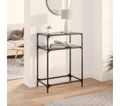 Mesa consola con tapa de cristal negro 60x35x81 cm acero