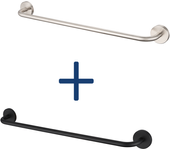 2pcs auralum max 60cm toallero de baño cepillado + negro, autoadhesivo o taladrado en acero inoxidable 304
