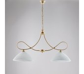 Dallas - lámpara de araña marfil con decapé y oro antiguo, cristal blanco, 2 luces