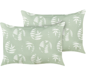 Beliani conjunto de 2 cojines de exterior alassio patrón de plantas 40 x 60 cm verde