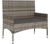 Banco de jardín | silla de jardín de 2 plazas con cojines ratán sintético gris cfw31759