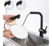 Lonheo max grifo mezclador de cocina con rociador extraíble - grifo extraíble para fregadero de acero inoxidable negro