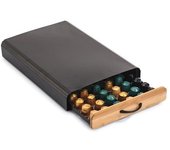 Cajón de almacenamiento para cápsulas nespresso diseño industrial bambú y acero elie negro mate msv