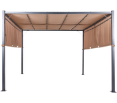 Beliani cenador led parga metal 310 cm 310 cm marrón