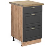 Vicco mueble bajo de cocina fame-line, antracita-oro, 50 cm , et roble