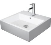 Lavabo para muebles duravit vero air 50x47cm, con rebosadero, con banco para grifos, sin grifo, 23505000601, color: blanco