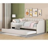 Cama nido 90x190/200cm en tejido de lino - con somier - beige