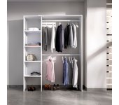 Mobelcenter - armario vestidor suit reversible con 2 barras y 4 estantes - color blanco - ancho: 140-110 cm x fondo: 40 cm x alto: 187 cm - (1203)