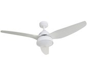 Ventilador de techo led 20w silencioso con altavoz tijo elegante blanco con 3 palas curvadas en color ceniza ø122cm