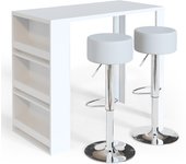 Vicco set de mesa de bar , blanco, 57 x 117 cm con 2 taburetes de bar