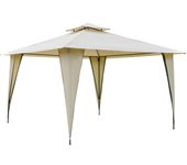 Cenador de exterior outsunny beige 345x345x268 cm metal poliéster