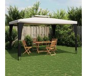 Maison exclusive - cenador con doble techo tela crema 3,98x2,98 m