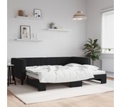 Tumbona con cama nido negra 90x200 cm terciopelo