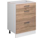 Vicco mueble bajo de cocina r-line, sonoma, 60 cm con cajones, sin encimera